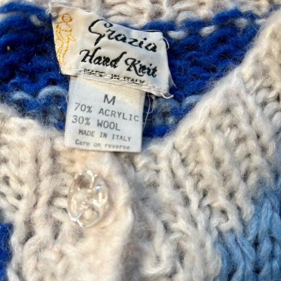 Vintage Grazia Hand Chunky Knit Wool Blend Sweater Cardigan - Picture 10 of 12